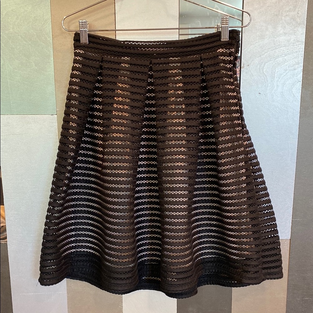 Vintage 90s Elegant Black Lace Flowy Mini Skirt by KLAXONS